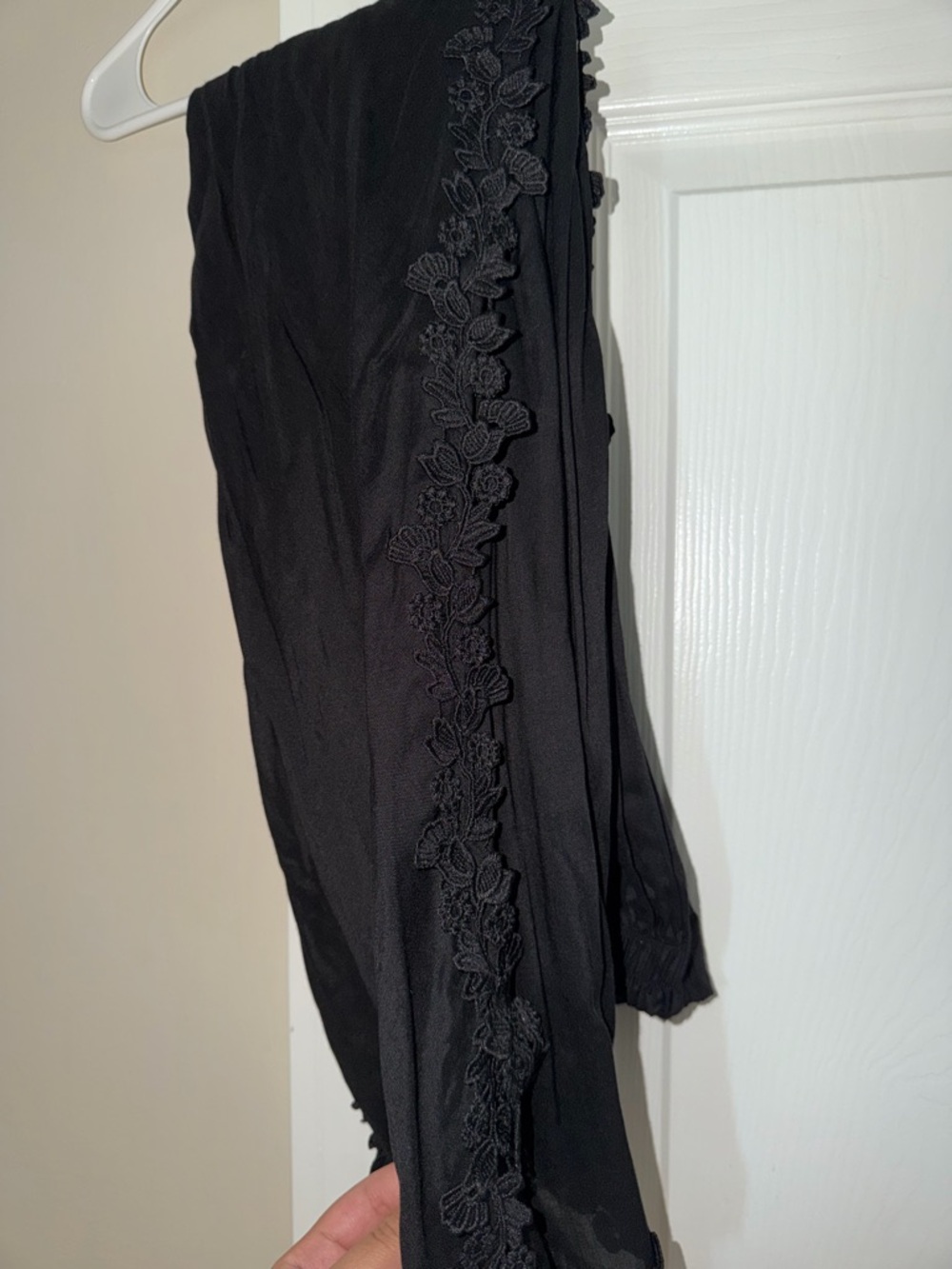 Sana Safinaz Black Floral Trim pants